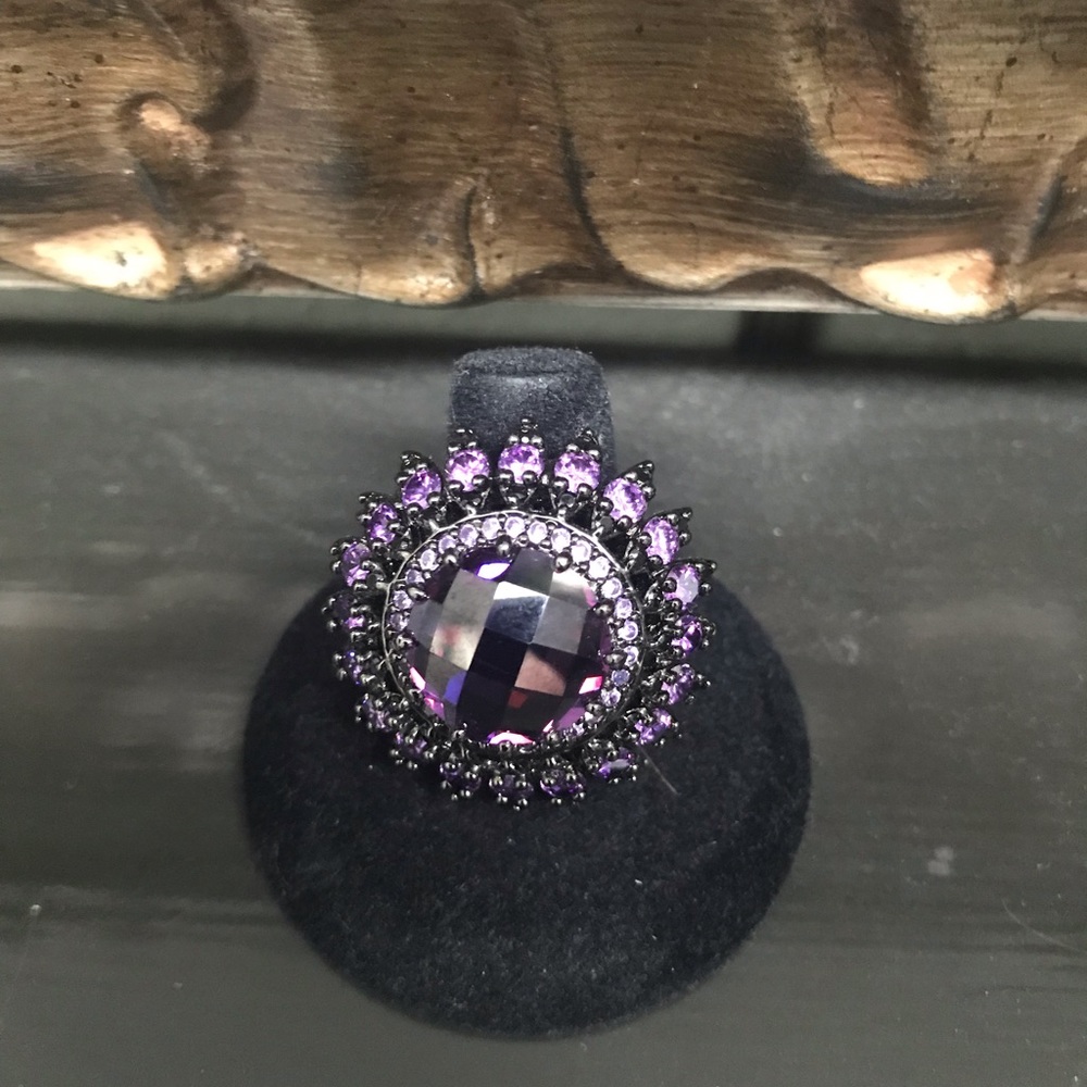 Amethyst crystal cocktail ring